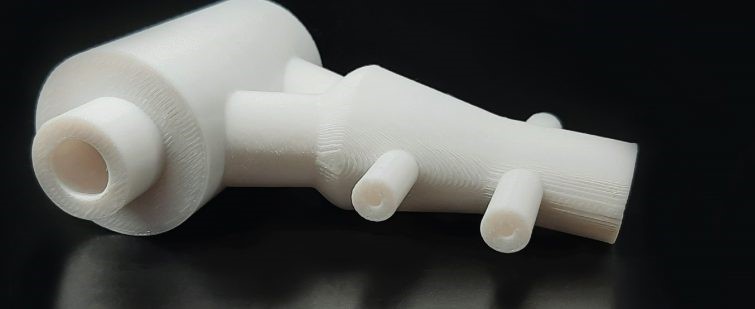 White Fused Deposition Modeling (FDM) 3D printed Part.