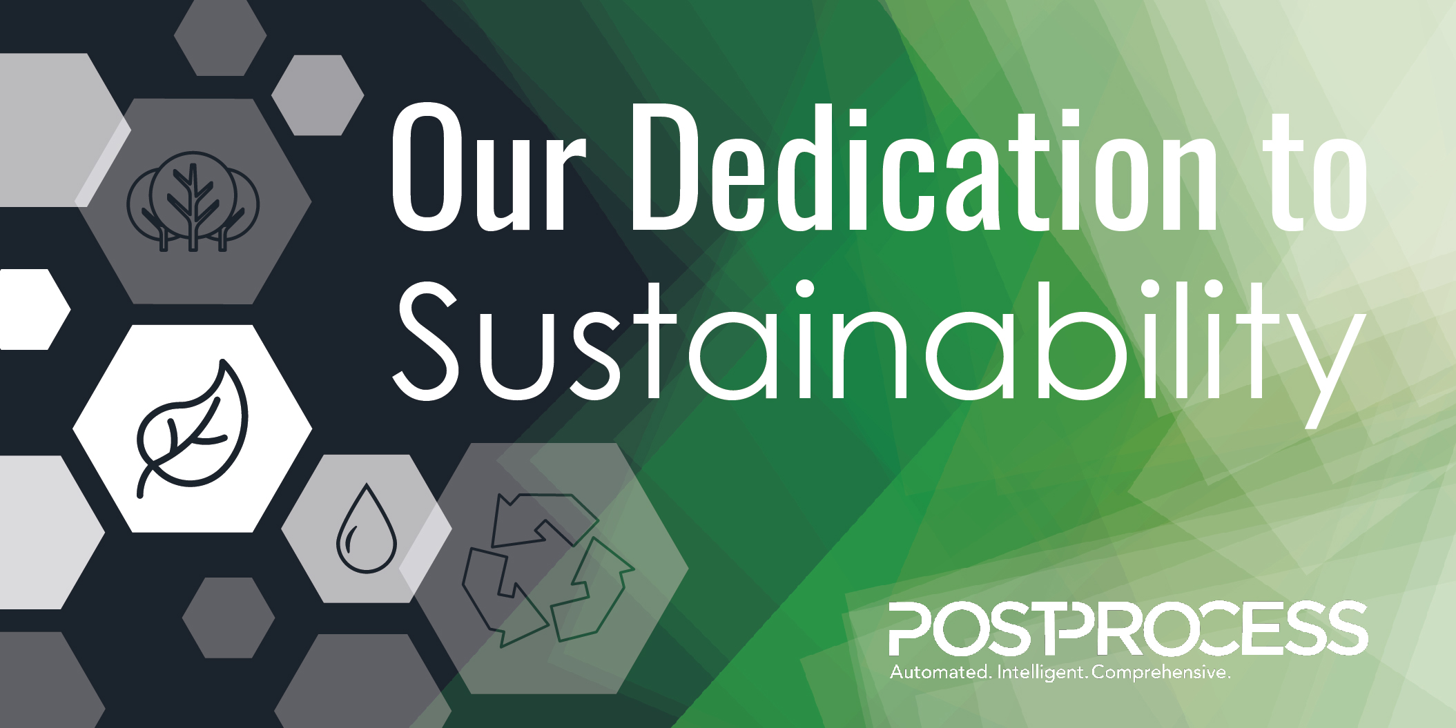 Our dedication to sustainability with postprocess logo.