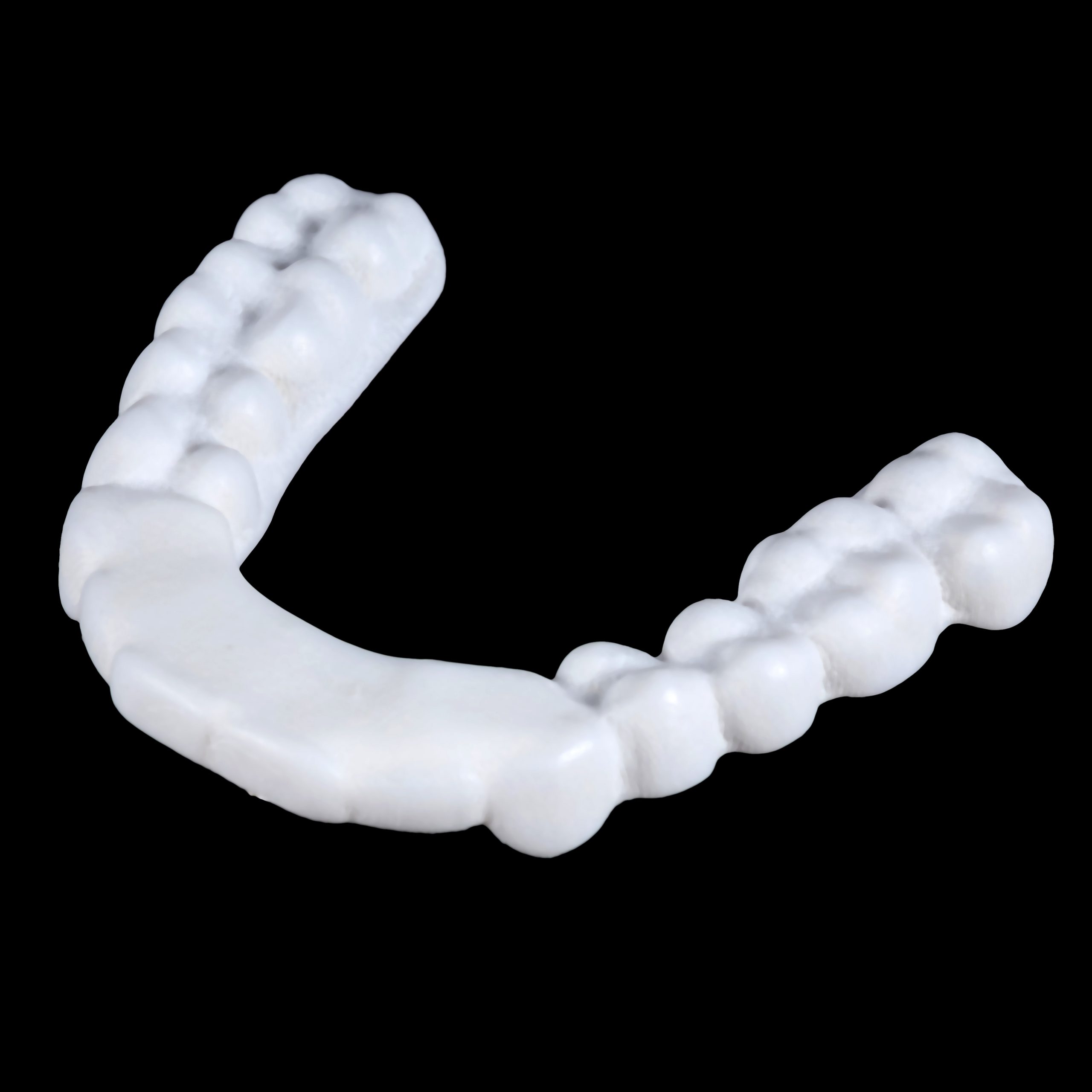 3D model of white teeth on black background.