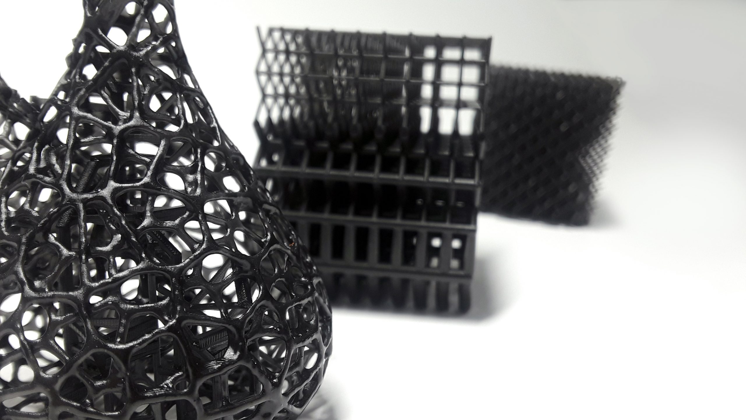 Lattice 3 Black 3D printed Resin parts. 