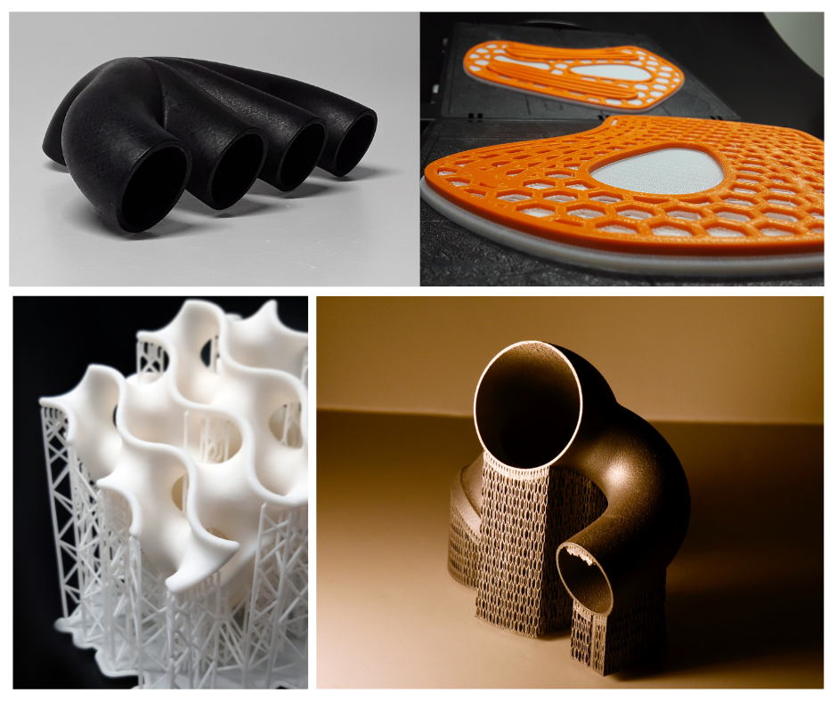 Examples of 4 3d printed parts